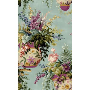 Teal Vintage inspired Hidden Jungle Non-Woven Paper Non-Pasted the Wall Double Roll Wallpaper