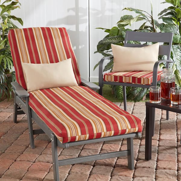 Hampton Bay 20 x 19 in. Hawking Stripe Contoured Outdoor Seat Cushion