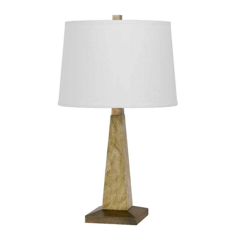 28" Brown Resin Table Lamp with Off White Empire Shade