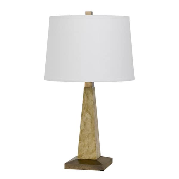 HomeRoots 28 in. Brown Table Lamp with Off White Empire Shade