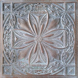 Milan Weathered Copper 2 ft. x 2 ft. Decorative PVC Glue Up or Lay In Faux Tin Ceiling Tile (40 sq. ft./case)