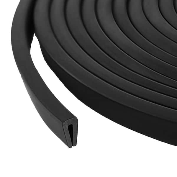 120 L x 0.43 H x 0.28 in. 10 ft. Heat Cold Water Dust Aging Resistant Black Rubber Edging Edge Protector Strip 1-Pack