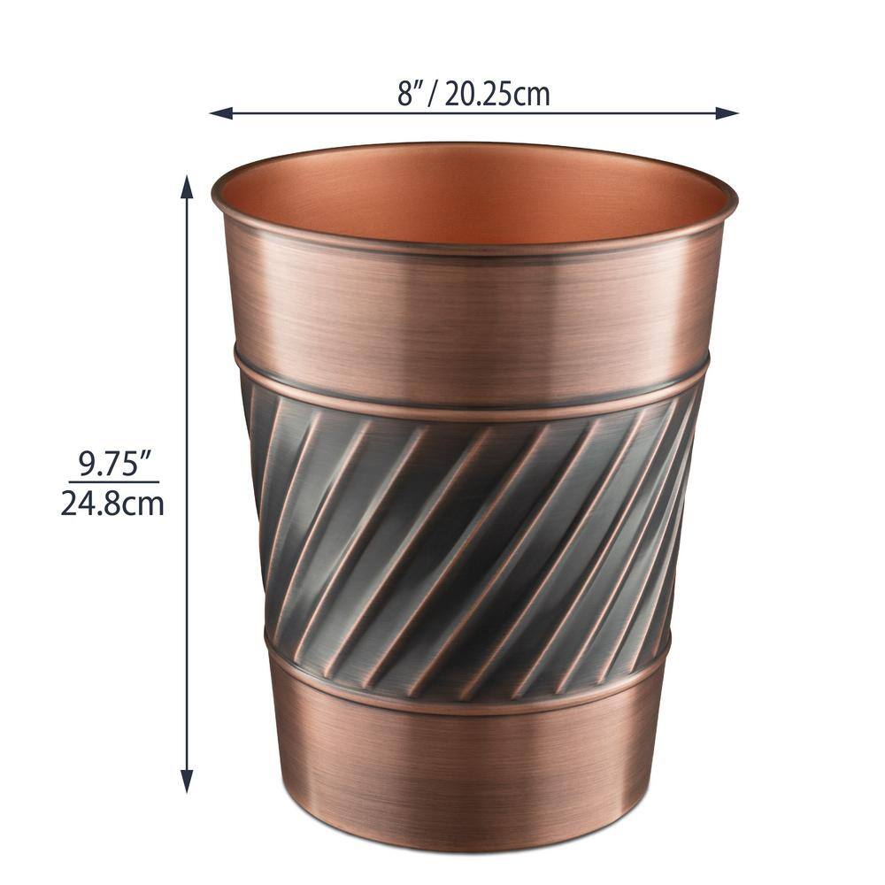Antique Copper Handcrafted Wave Embossed Metal Wastebasket