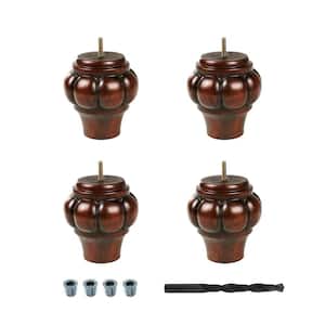 5 in. x 4-1/2 in. Stained Cherry Solid Hardwood Round Sofa Leg (4-Pack)