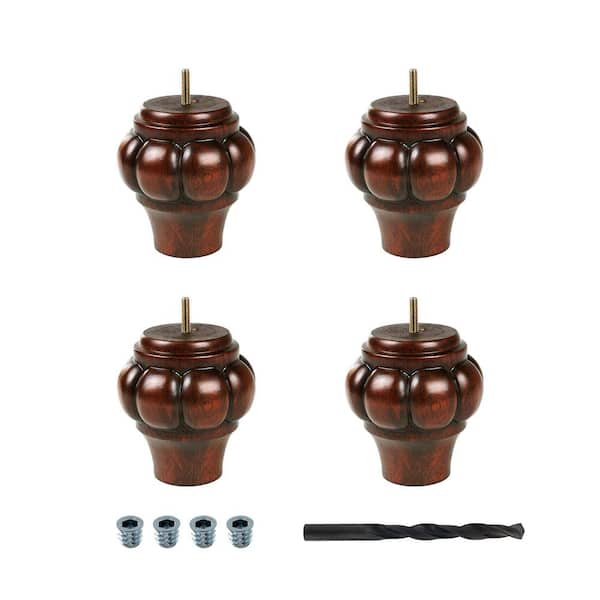 American Pro Decor 5 in. x 4-1/2 in. Stained Cherry Solid Hardwood Round Sofa Leg (4-Pack)