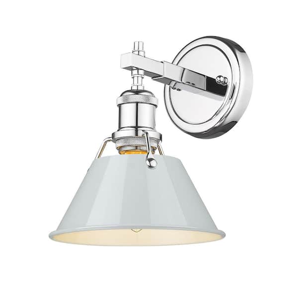 Golden Lighting Orwell 7.5 in. 1-Light Chrome and Dusky Blue Wall Sconce