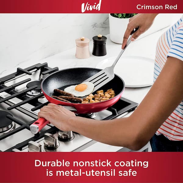 NINJA 8 in. Aluminum Nonstick Oven Safe Frying Pan, Red C20020