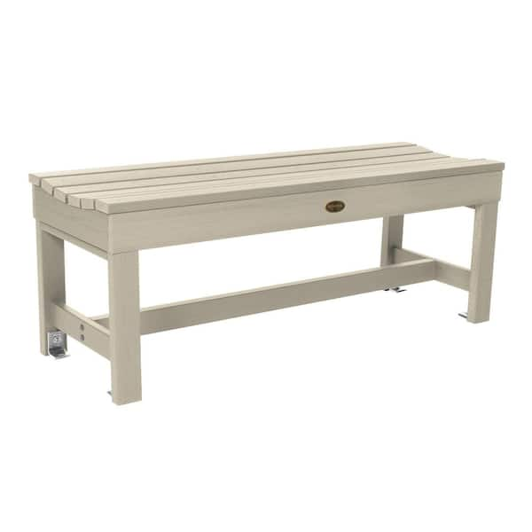 Highwood Weldon 46 in. 2-Person Whitewash Plastic Outdoor Bench