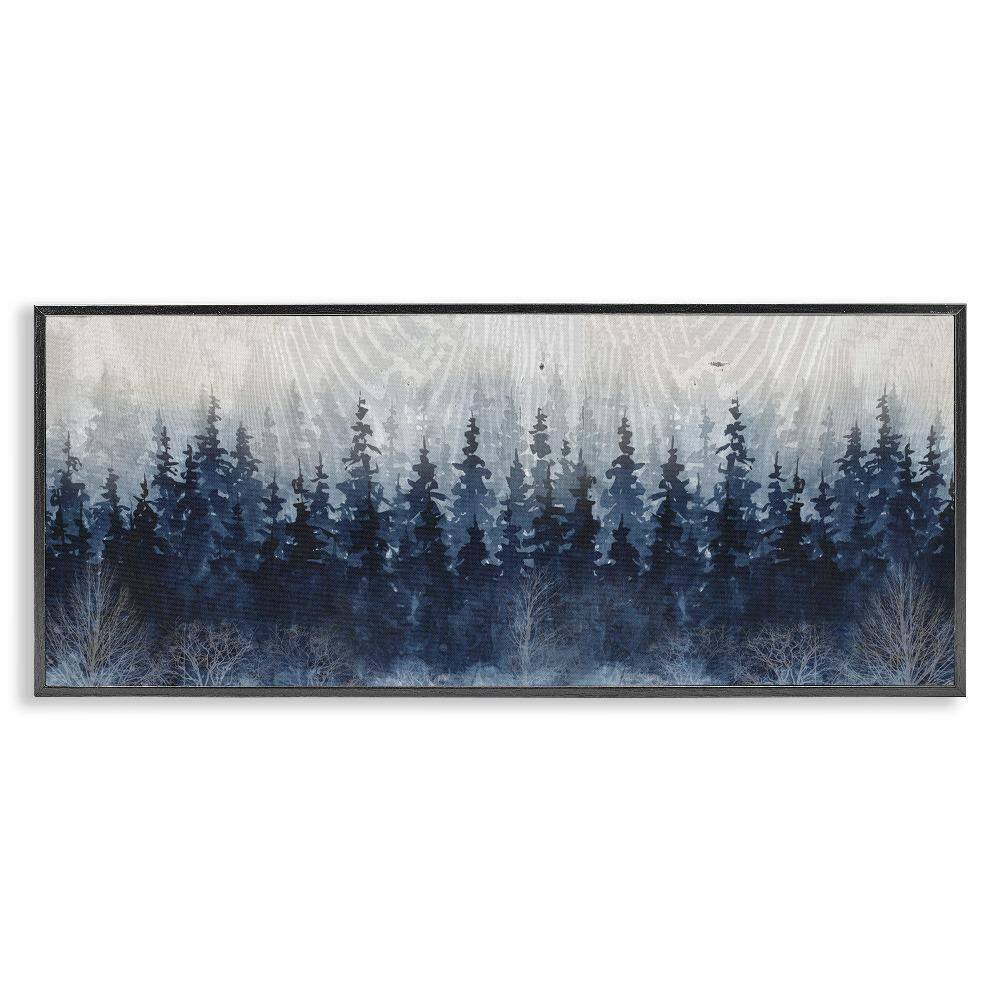 Rustic Blue Forest Tree Line by Carol Robinson 1-Piece Black Framed Nature Giclee Art Print 13 in. x 30 in. price history on PriceWatchPro