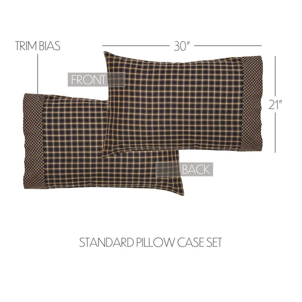 Beckham Black and Khaki Plaid Cotton Standard Pillowcase Set