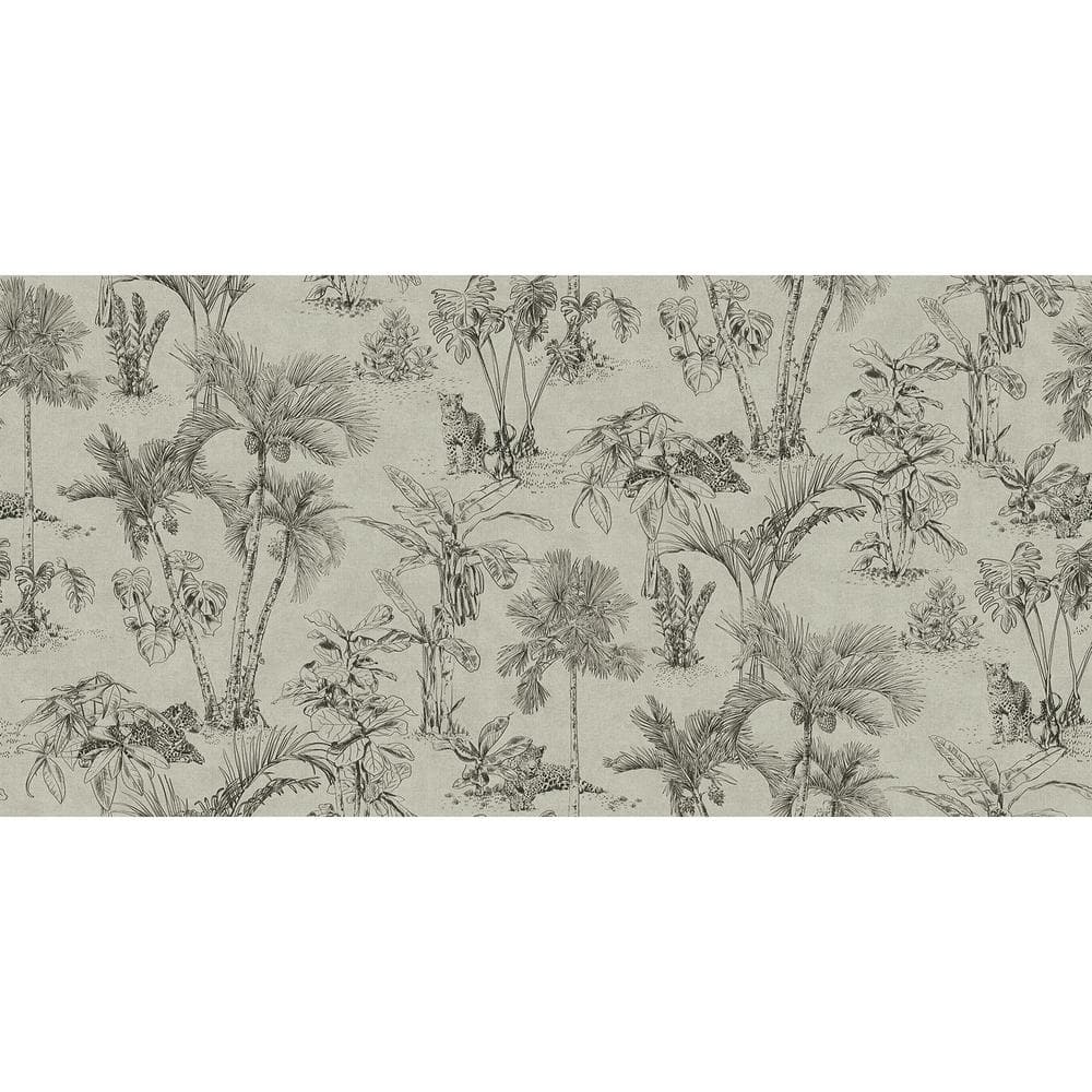 Zapata Black Tropical Jungle Wallpaper Sample