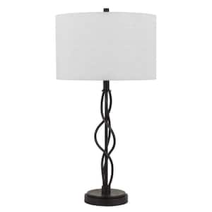 30 in. Bronze Metal Table Lamp with Off White Drum Shade