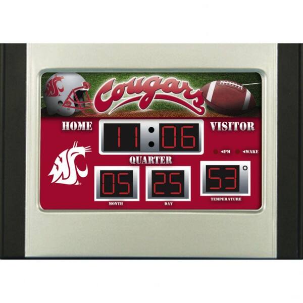 Team Sports America Washington State University 6.5 in. x 9 in. Scoreboard Alarm Clock with Temperature