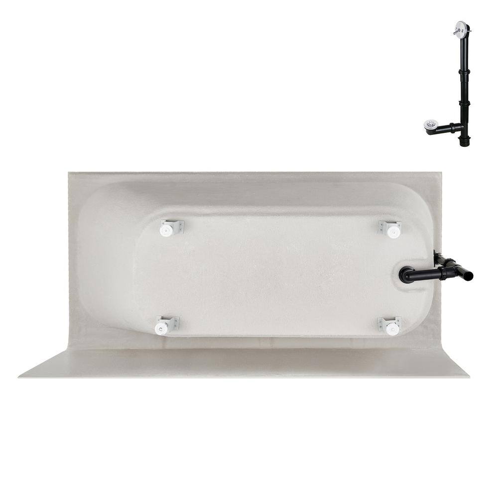 Glossy White Acrylic Rectangular Alcove Bathtub with Left-Hand Drain