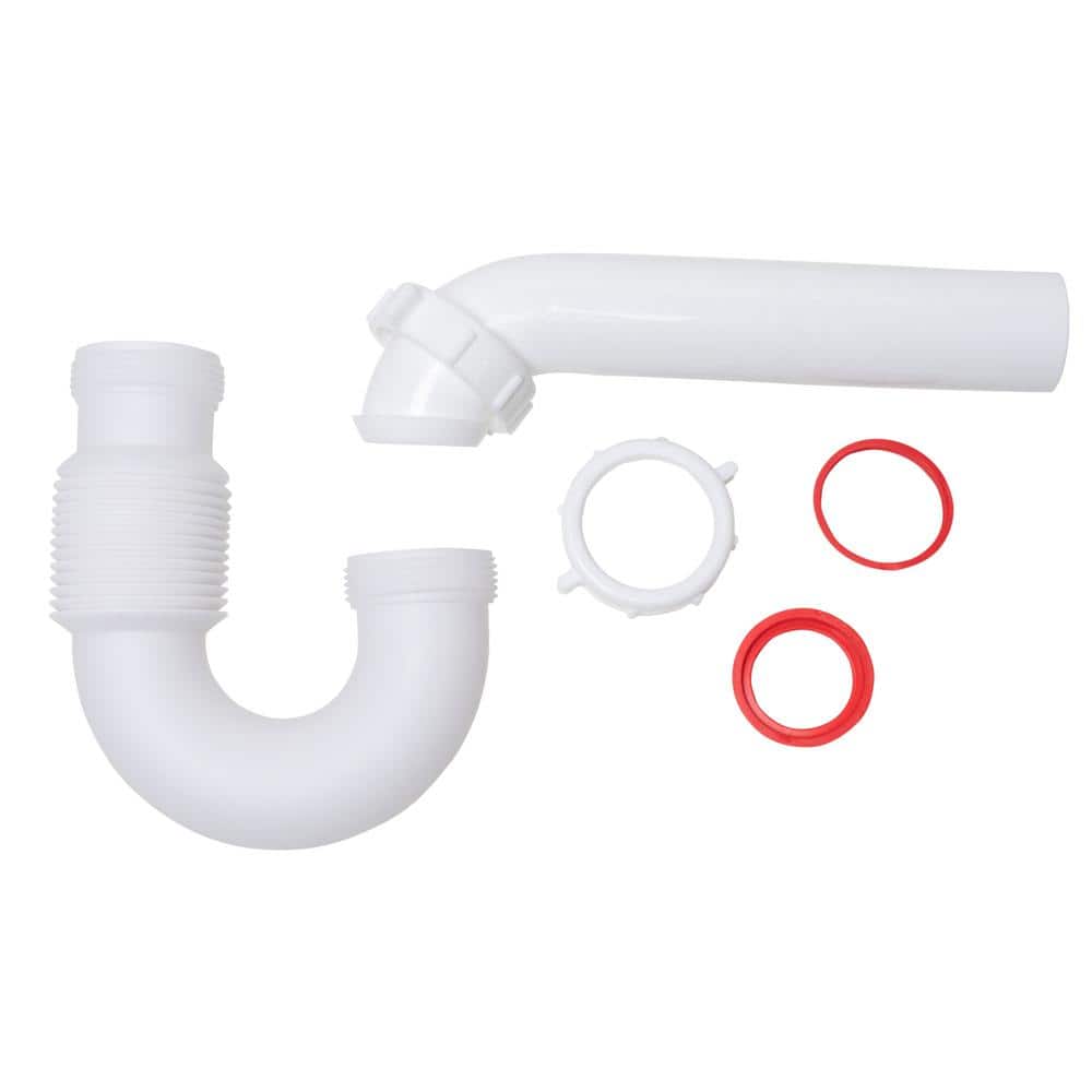 White Polyethylene Flexible P-Trap for Sink Drain