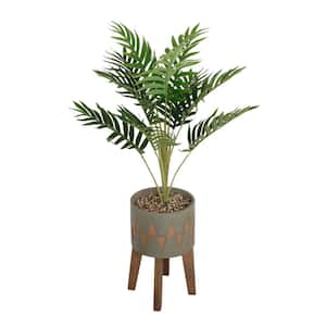 3.15 ft. Artificial Palm in Cement Planter on Wood Stand