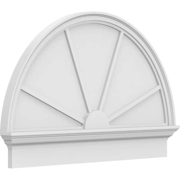 Ekena Millwork 2-3/4 in. x 40 in. x 26-3/4 in. Half Round 4-Spoke Architectural Grade PVC Combination Pediment Moulding