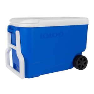 38 Qt. Hard-Sided Ice Chest Cooler with Handles and Wheels for Easy Transport in Blue