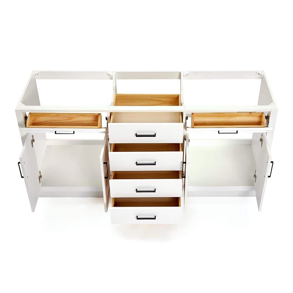Hepburn 72" White Wood Double Freestanding Vanity Cabinet