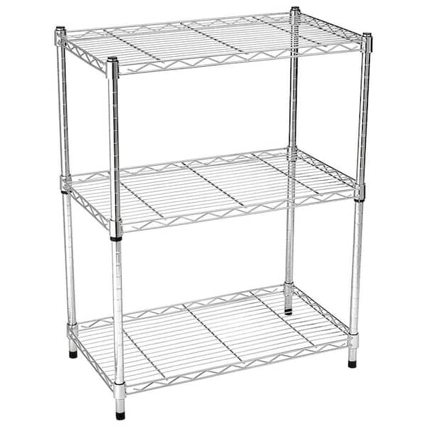 Chrome 3-Tier Adjustable Metal Garage Storage Shelving Unit (23.3 in. W ...