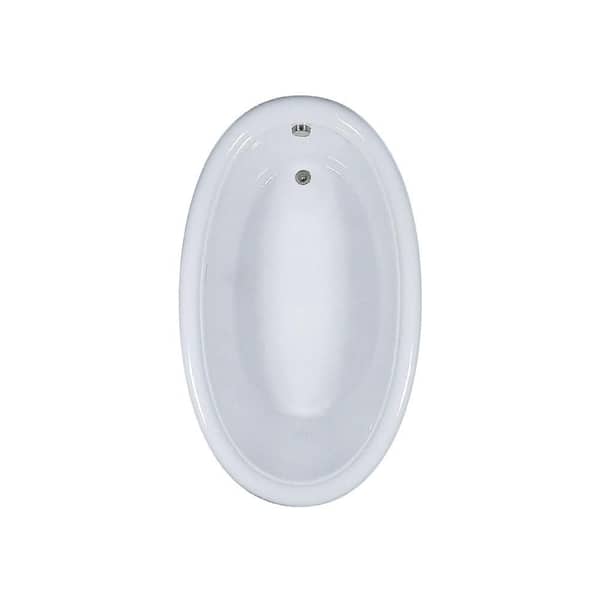 Comfortflo 70 in. x 42 in. Acrylic Oval Drop-in Soaking Bathtub with Reversible Drain in Bone