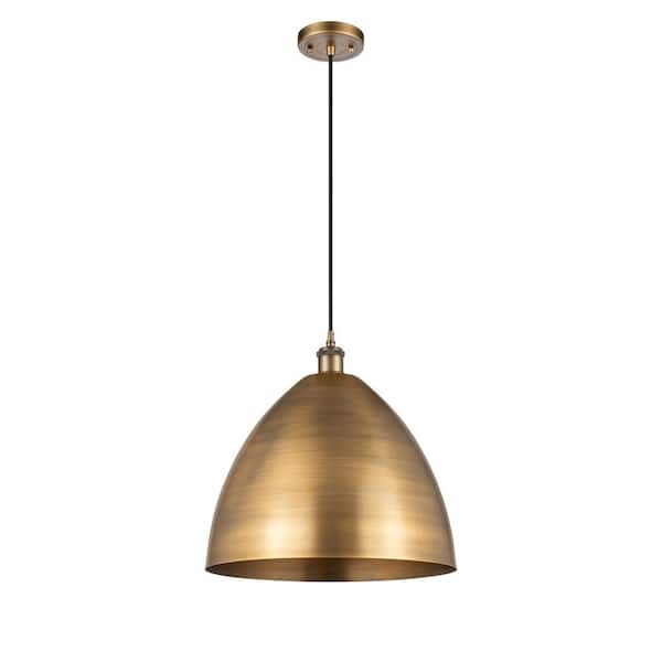 Metal Bristol 60-Watt 1-Light Brushed Brass Standard Mini Pendant Light with Metal Shade