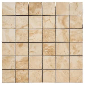 Cancun Beige Square 12 in. x 12 in. x 10 mm Matte Ceramic Mosaic Tile (1 sq. ft.)