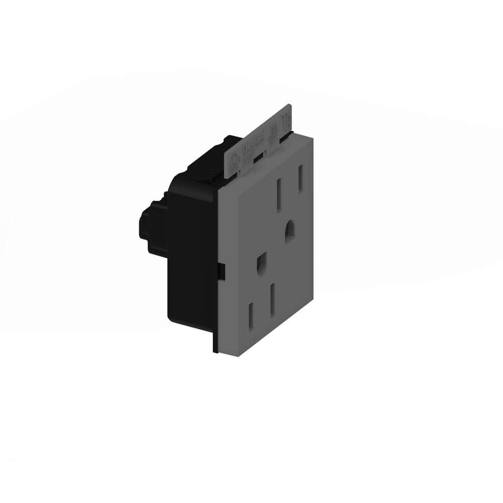Silver Tamper Resistant In-Wall Outlet with Wall Plate