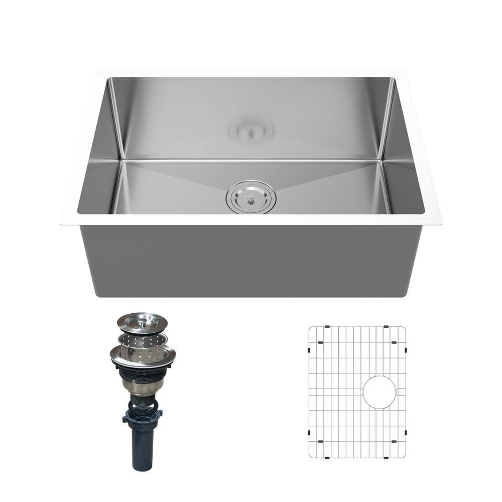 26-Inch Brushed Stainless Steel Drop-In Single Bowl Kitchen Sink