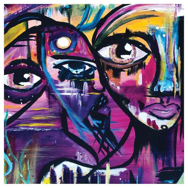 VENICE BEACH Collections Abstract Art Faces by Sarah Wahl 1-Piece Unframed Canvas Drawing Print Abstract Print 14 in. x 14 in.