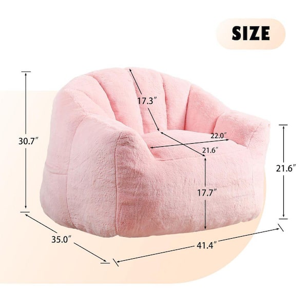 新品未使用 インポート フェイクファークッション 50cm ピンクセレクト購入 sumyeg Pink Faux Fur Bean Bag Chair, Lazy Sofa Chair with Stuffed