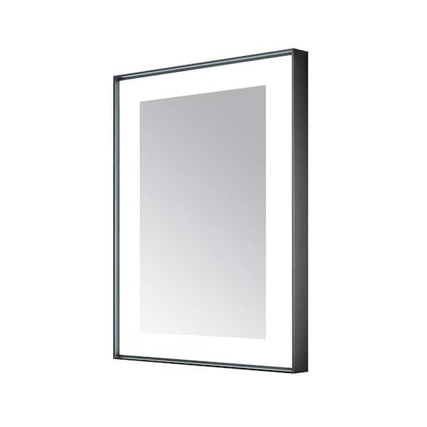 Lexington 30 in. W x 36 in. H Rectangular Framed Wall Mount Bathroom Vanity Mirror in Matte Black LED Lighted Defogger