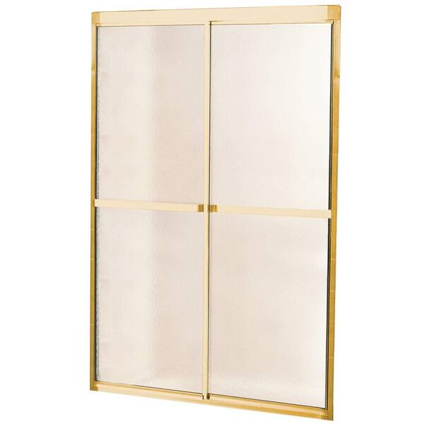MAAX Soul 42 in. to 47.5 in. W Shower Door in Polished Brass with Obscure Glass-DISCONTINUED