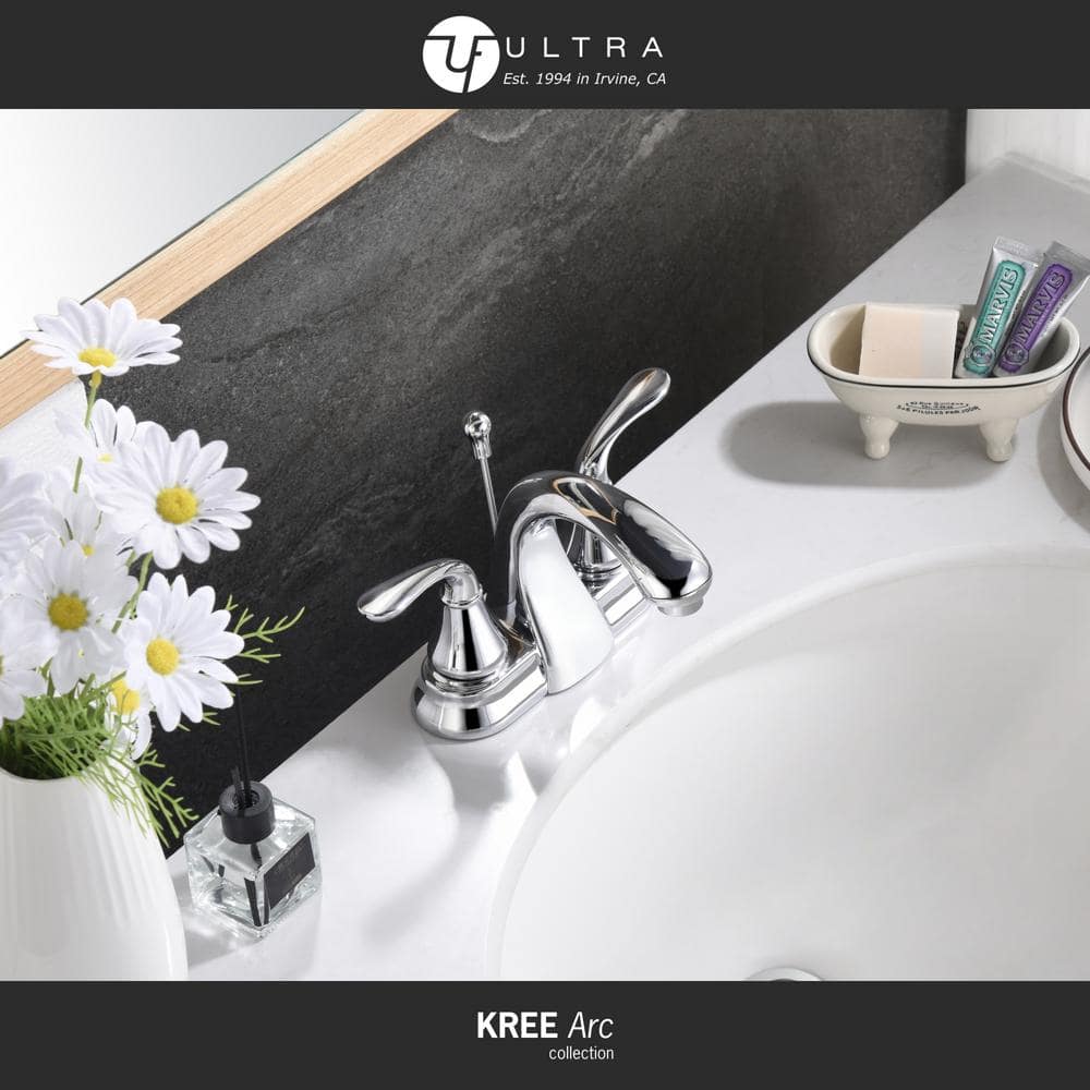 Chrome Centerset Bathroom Faucet with Drain Assembly