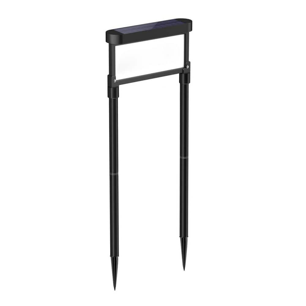 3 in. x 11 in. Black Plastic Solar Address Sign Light Garden Stake