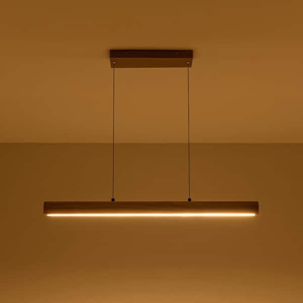 HUOKU Linne 1-Light 32.7 in. W Wood Integrated LED Billiard