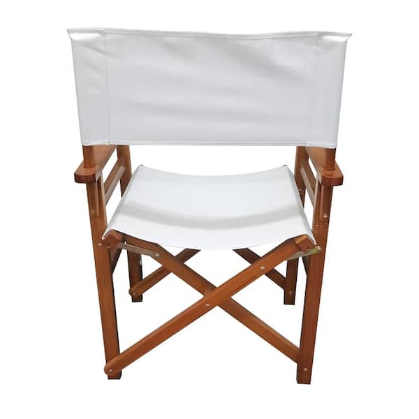 Folding Chair Wooden Director Chair, White Canvas Folding Chair