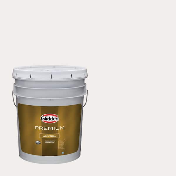 Glidden Premium 5 gal. PPG1049-1 Snowy Mount Semi-Gloss Exterior Latex Paint
