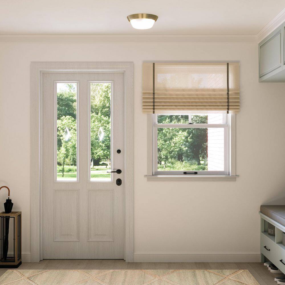 Edessa 12 in. 2-Light Champagne Bronze Hallway Transitional Small Flush Mount Light with White Glass Shade price history on PriceWatchPro
