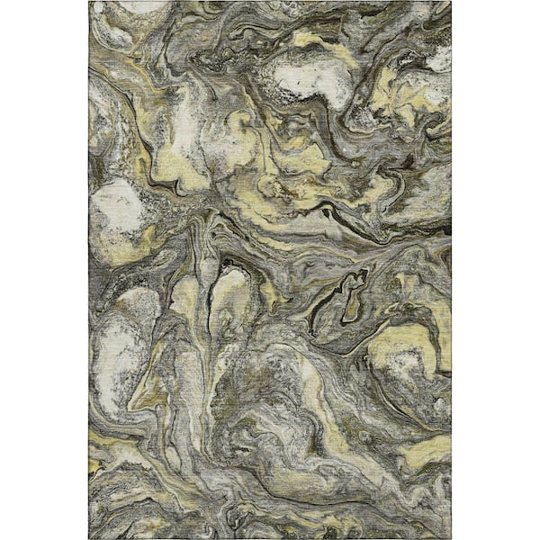 Mayfield Premium Machine Washable Abstract AMF2017 Pewter 5 ft. x 7 ft. 6 in. Area Rug