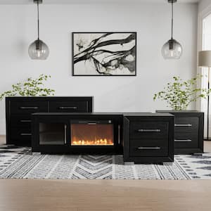 Furniture of America 4-Piece Fairhart Black 2-Drawer 26 in. W Set
