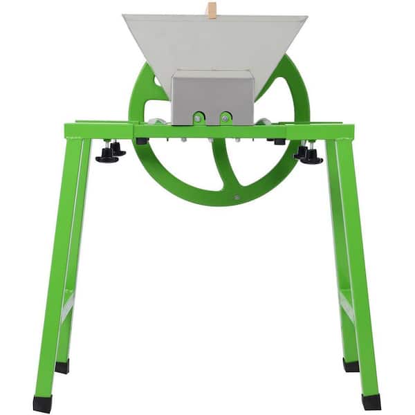 7L Manual Fruit Grinder with Stand and Wheel, Portable Stainless Steel Fruit Scratter Pulper for Wine and Cider Pressing