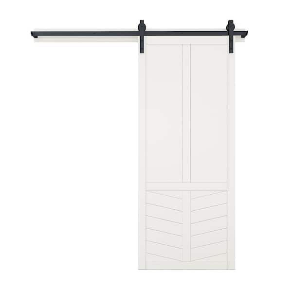 VeryCustom 42 in. x 84 in. The Robinhood Bright White Wood Sliding Barn Door with Hardware Kit