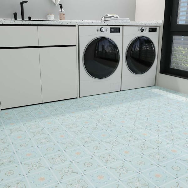 Jeedeson 16 MIL Light Blue Vinyl Sheet Flooring 23.62 in. x 16.4