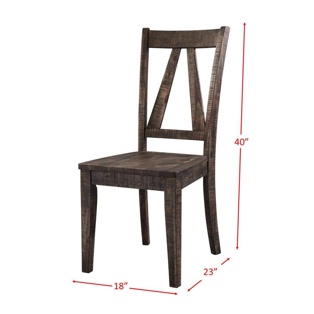 Flynn Rustic Chic Walnut Dining Set with Trestle Table & 4 Chairs