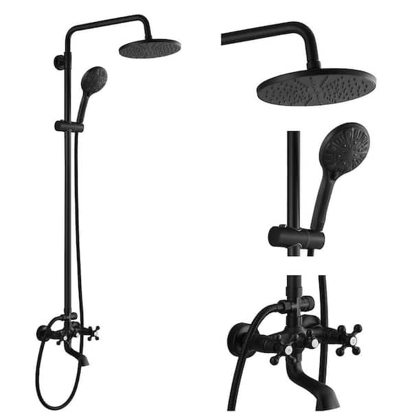 3-Spray Multifunction Deluxe Wall Bar Shower Kit with Hand Shower in Matte Black