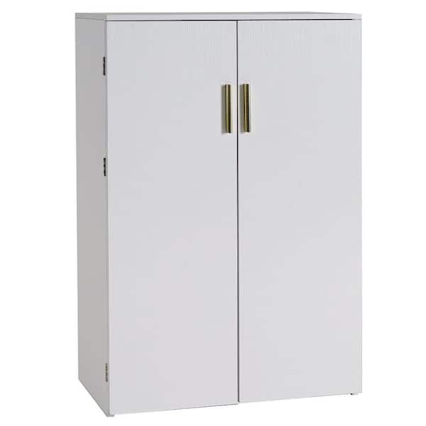 VECELO 35.5" White 35.5 in. Accent Cabinet Office Storage Cabinet Small Kitchen Pantry Storage Cabinet with 2 Doors and Wheels