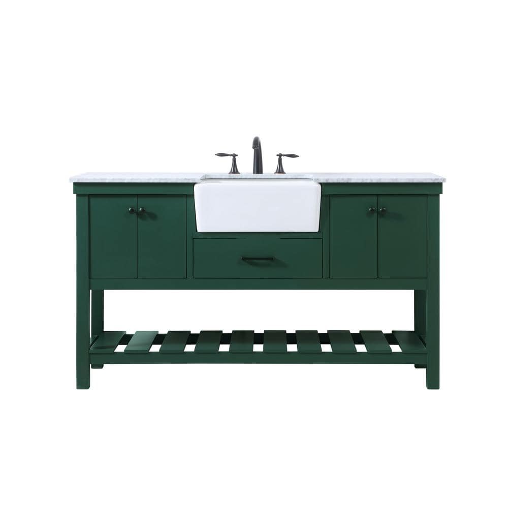 Simply Living 60 in. W x 22 in. D x 34.125 in. H Bath Vanity in Green with 