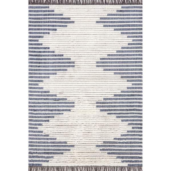 nuLOOM Morgan Contemporary Shag Fringe Blue 7 ft. 10 in. x 10 ft. Area Rug