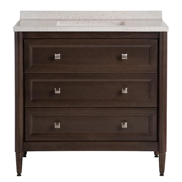 Whitley 37 in. W x 19 in. D x 37 in. H Single Sink Bath Vanity in Dusk with Corsica Engineered Solid Surface Top